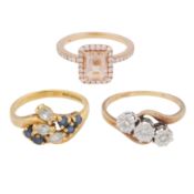 Three gem-set rings
