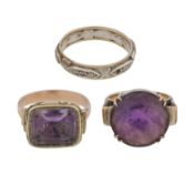 Three gem-set rings