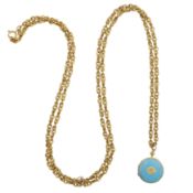 An enamel locket pendant necklace