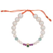 A pearl, chrysoprase, amethyst and emerald bracelet