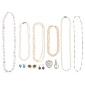 A collection of silver and costume jewellery