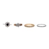 Four single cut diamond rings