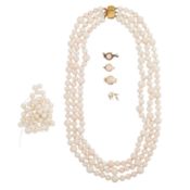 A collection of white and pink coral jewellery