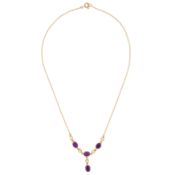 An amethyst and seed pearl necklace