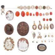 A collection of cameos and other jewellery
