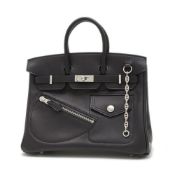 Hermes Hermès Birkin 25 Handbag, Lock, Beauvolupt, Black, Silver Hardware, K Stamp