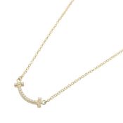 Tiffany & Co. T Smile Mini Diamond Necklace, 18K Yellow Gold with Diamonds, Clear, for Women