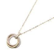 Cartier Trinity Necklace, Diamond 18K Yellow Gold, White Pink Clear Diamond, Women's