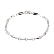 Cartier Figaro Bracelet, 18K White Gold (K18WG), Men's and Women's, Silver
