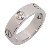 Cartier Love Ring 3PD, 18K White Gold with Diamonds, Clear, for Women
