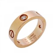Cartier Love 3PD Ring, 18KPG Pink Gold with Diamonds, #54, Women's
