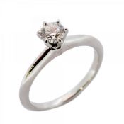 Tiffany Solitaire Ring, 1PD, Pt950 Platinum, 0.35ct Diamond, Size 10, Women's