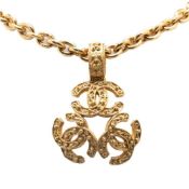 Vintage Chanel Triple Coco Mark Long Necklace, Gold Plated, Women's, CHANEL