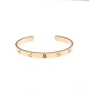 Cartier Love Bracelet Open Pink Sapphire Pink Gold (18K) Sapphire Bangle Pink Gold