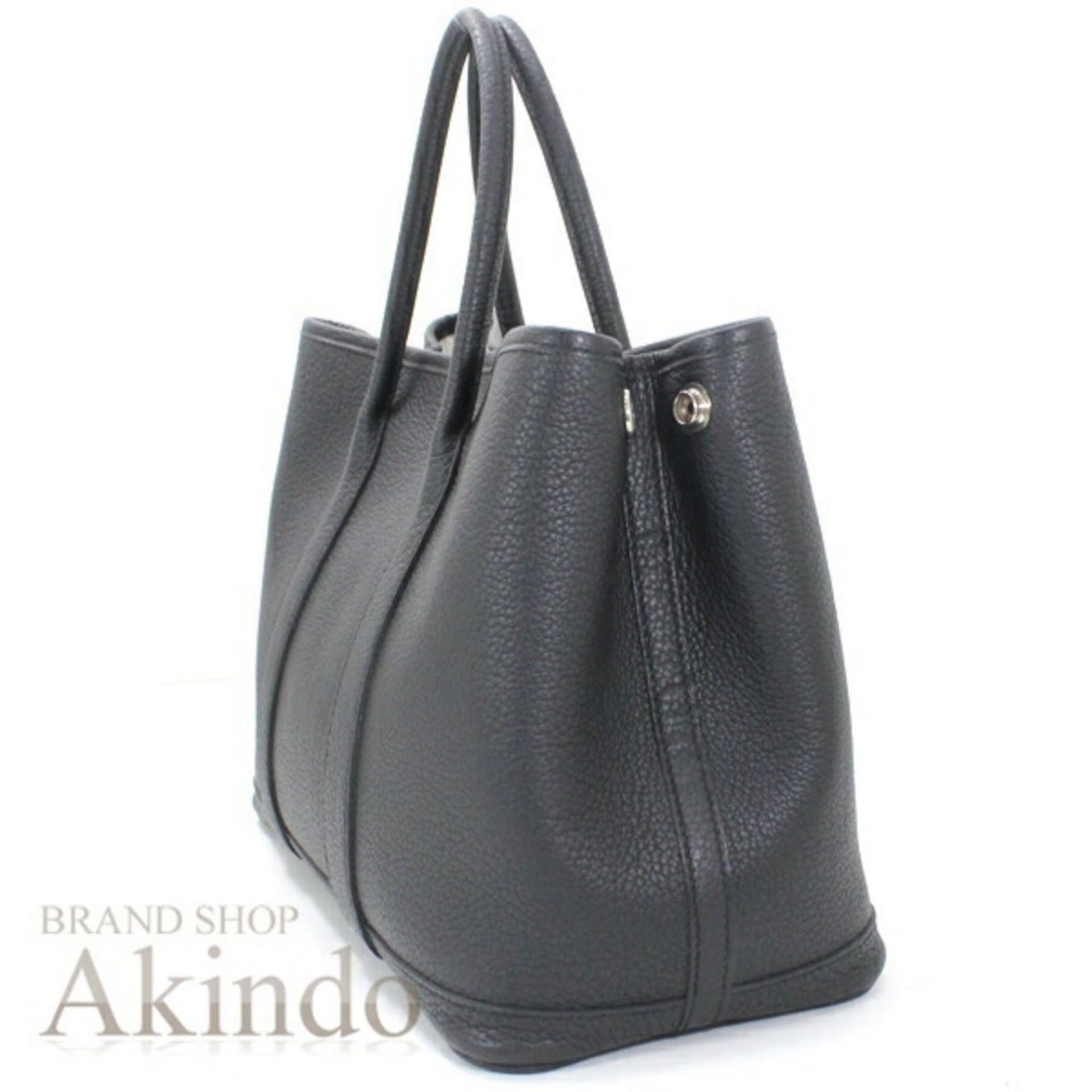 Hermès Garden TPM 30 Tote Bag, Black Negonda Leather, Women's, HERMES T6005 - Image 3 of 20