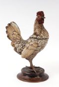 In the manner of Franz Bergman, an Austrian cold painted bronze figure of a cockerel with hinged