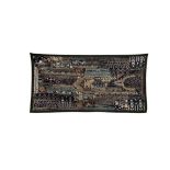 A Persian Zardozi embroidered patchwork panel , 125 by 65cms.