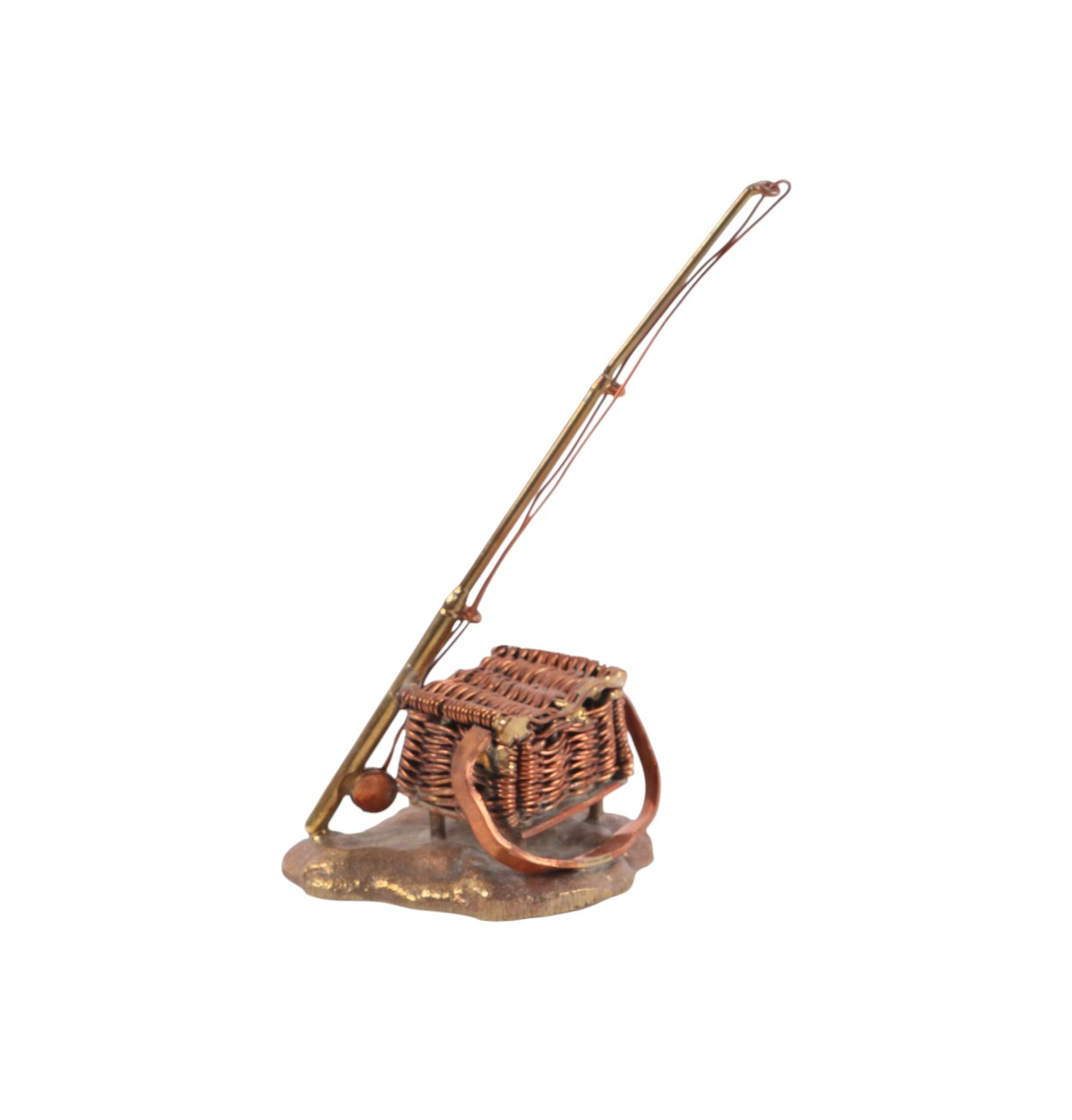Fishing interest - A novelty brass and copper desk weight in the form of a fly-fishing rod and a - Image 2 of 3
