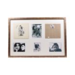 A montage of John Lennon black & white photo prints and signed album cover, framed & glazed as