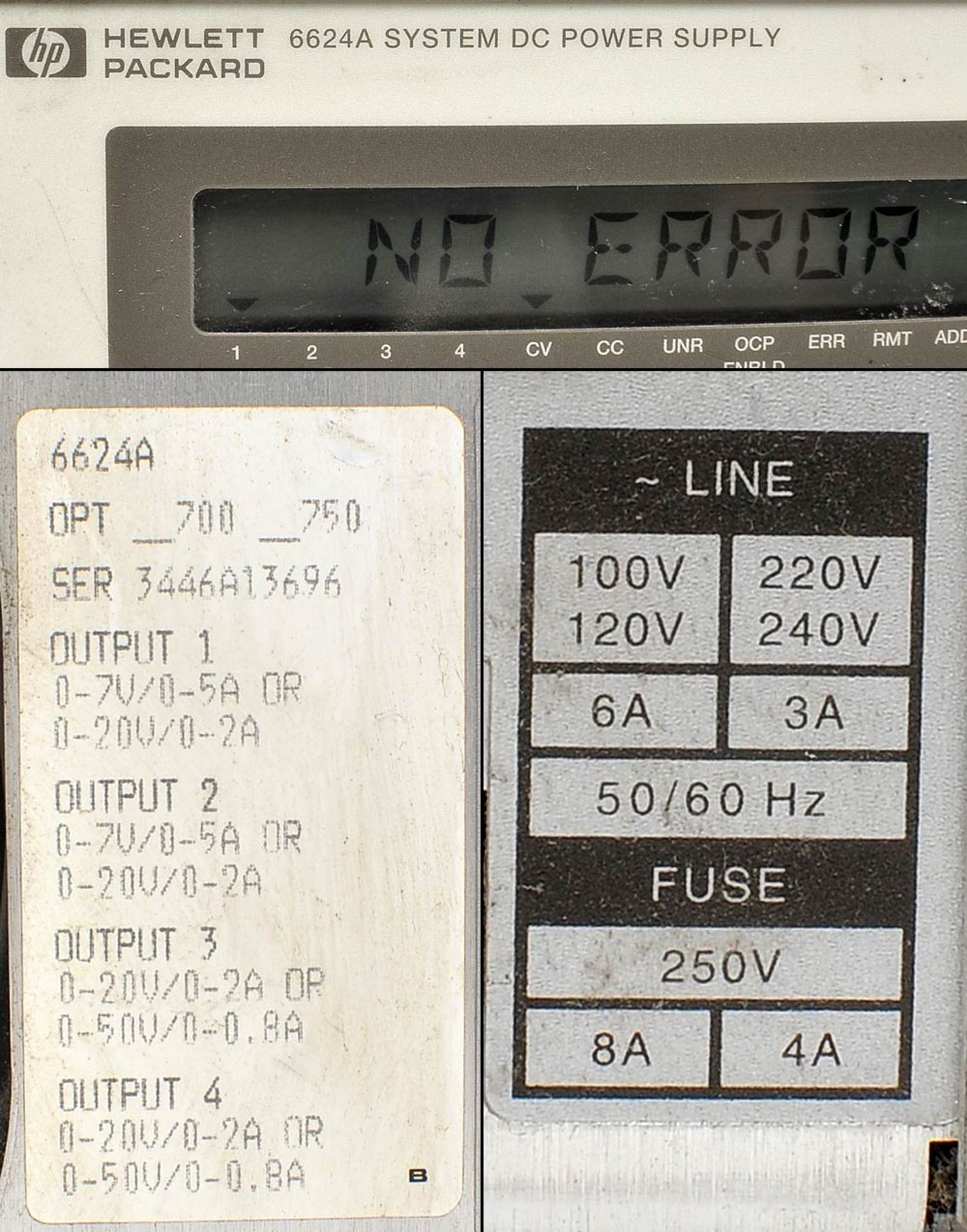 HP 6624A System DC Power Supply 4x 40W Outputs 0-7V, 20V, 50V 13696 - - Image 5 of 5