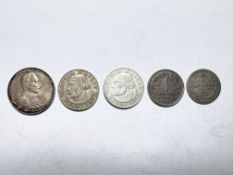 5 x Silbermünzen Deutschland und Russland