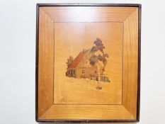 Furnierbild, Haus mit Baum