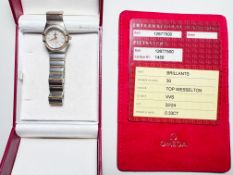 Omega Constellation Damenuhr Stahl/ Gold mit Diamanten und Perlmuttzifferblatt