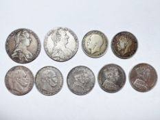 9 x Silbermünzen Thaler, Theresienthaler
