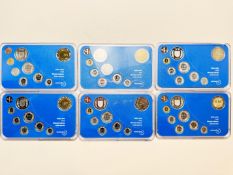 6 x Kursmünzensatz Schweizer Franken Polierte Platte