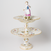 Meissen Etagere Paradiesvögel und Insekten 1. Wahl