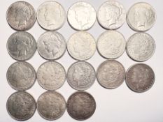 18 x Silber Morgan & Peace Dollar USA