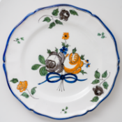 Große Platte Fayence Meillonnas sign. M C, 19. Jhd.