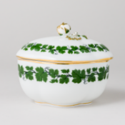 Meissen Zuckerdose Weinlaub Goldrand 11 cm 1. Wahl unbeschädigt