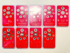 9 x Kursmünzensatz Schweizer Franken Polierte Platte