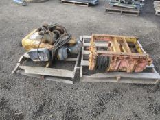 BEEBE BROS 2000LB SKID MOUNTED WINCH & LOAD LIFTER 2-TON OVERHEAD CRANE HOIST W/ PENDANT CONTROL,