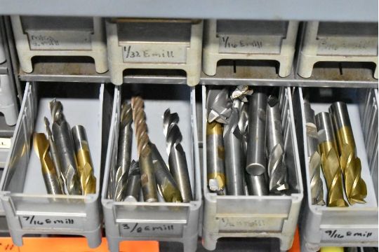 Mills Insert Storage LOT/ STORAGE DRAWERS WITH PERISHABLE TOOLING - INCLUDING END MILLS ...
