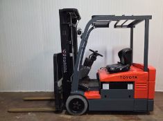 TOYOTA (2006) 7FBEU20 4,000 LB. CAPACITY 48V 3-WHEEL ELECTRIC FORKLIFT WITH 189” MAX. LIFT HEIGHT,