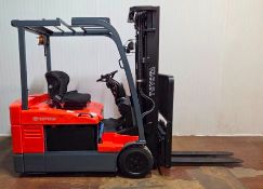 TOYOTA (2006) 7FBEU20 4,000 LB. CAPACITY 48V 3-WHEEL ELECTRIC FORKLIFT WITH 189” MAX. LIFT HEIGHT,