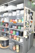 LOT/ CONTENTS OF SHELF - INCLUDING ELECTRICAL BOXES, ELECTRICAL WIRE - VARIOUS SIZES