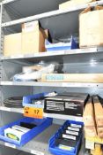 LOT/ CONTENTS OF SHELF - INCLUDING CLEARANCE GAUGES, CORDLESS TOOL BATTERIES, INSPECTION