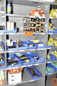 LOT/ CONTENTS OF SHELF - INCLUDING SLINGS, CHEMICALS, SHOP SUPPLIES, TOOLS