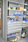 LOT/ CONTENTS OF SHELF - INCLUDING APRON TRACK, FLAT BELTS, 040 STAINLESS STEEL ORIFICE NOZZLES,