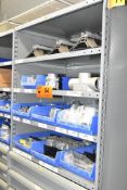 LOT/ CONTENTS OF SHELF - INCLUDING SEALS, ELECITRICAL CONDUIT & FITTINGS, ELECTRICAL BOXES & COVERS,