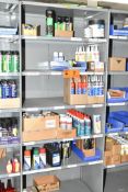 LOT/ CONTENTS OF SHELF - INCLUDING ADHESIVES, CHEMICALS, LUBRICANTS