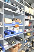 LOT/ CONTENTS OF SHELF - INCLUDING ELECTRICAL CONDUIT, FLEX CONDUIT, BUILDING LIGHTS, BRACKETS,