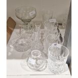 Set of six Waterford cut glass tumblers, an Edinburgh crystal cut glass match pot, two assorted