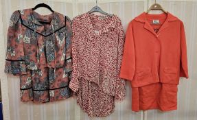 Vintage green, cream and fawn-coloured tweed suit labelled 'Munrospun' with four button fastening to