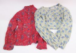 A quantity of vintage silk and cotton blouses/shirts to include labels such as Angela Gore,