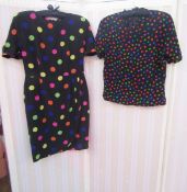 Assorted 1990's vintage clothes to include a Jaeger black dress with multi coloured spots, a