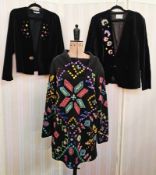 1990's embellished knitwear to include a black knitted jumper dress, heavily embellished with